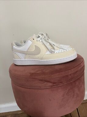 Nike Low-Top Sneakers in Cream and White with Tonal Swoosh